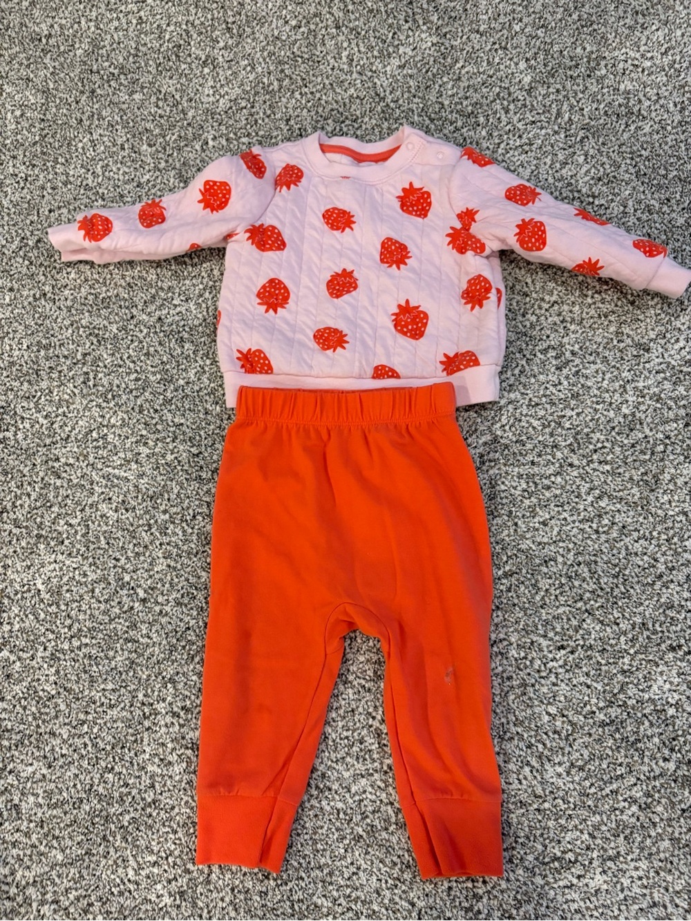 Pink Strawberry Print Pullover Jogger Set